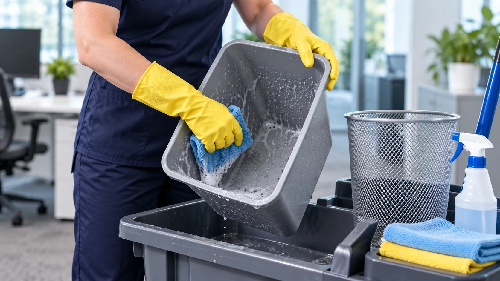 Indoor bin cleaning service illustration